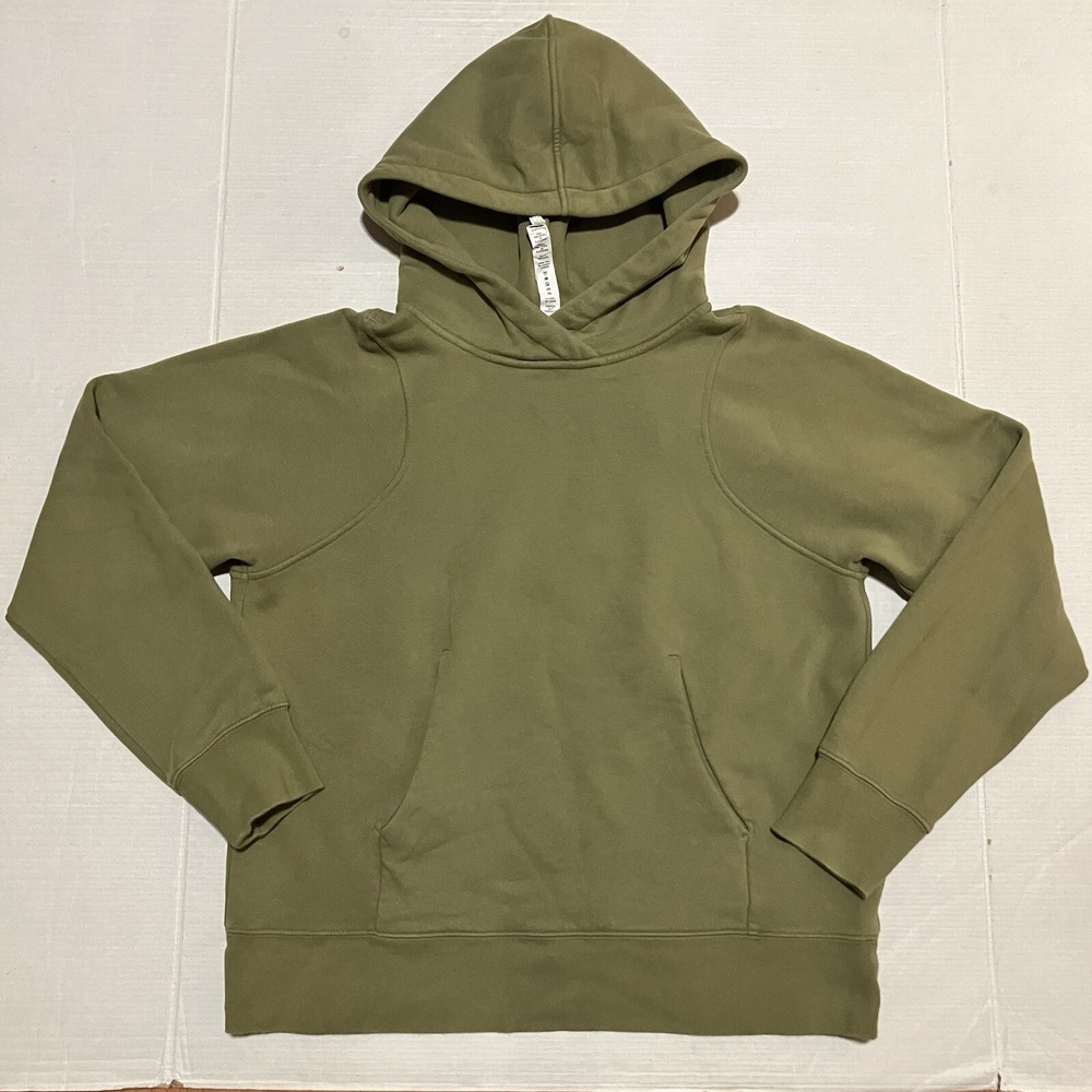 Lululemon Womens Size 6‎ Pullover Loungeful Hoodie Olive Green Pockets Cozy